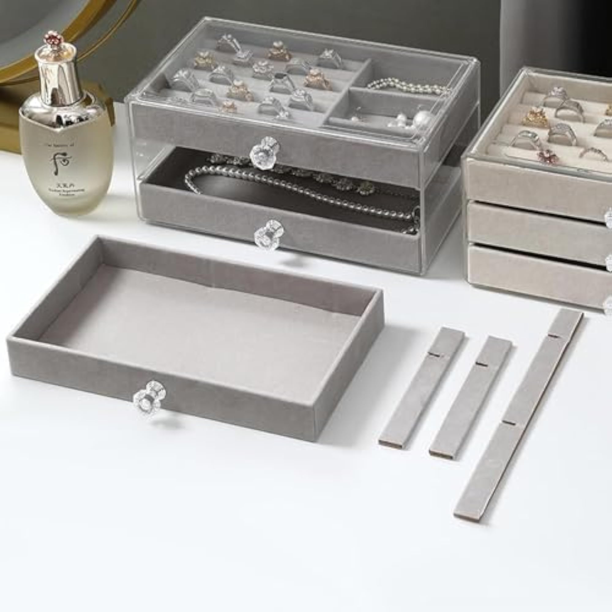 Jewellery Organiser Storage Box, Velvet Case for Necklaces